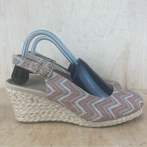 Vionic Coralina Espadrille Slingback Pink and Tan Wedge Sandals Women’s Size 10